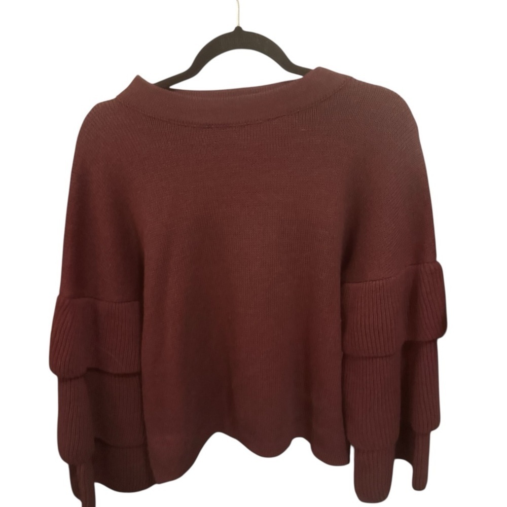 Maroon Ruffle Sleeve Sweater - Picture 3 of 3